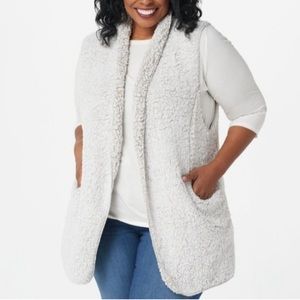 Koolaburra by UGG Frosted Two Tone Sherpa Vest w/ Pockets White Cream - Regular